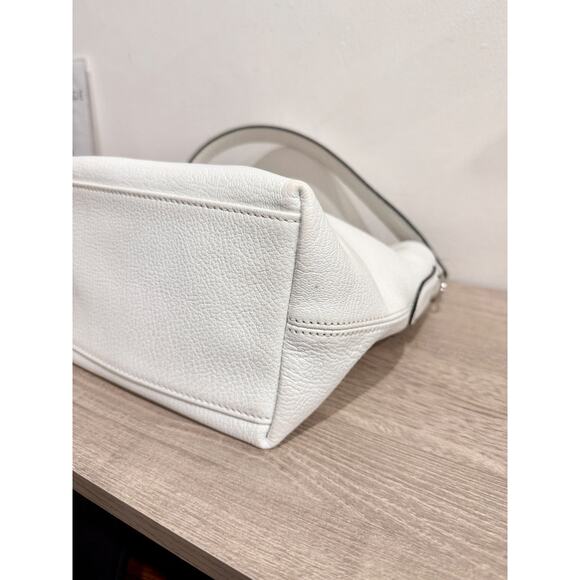 Longchamp Le Roseau Shoulder Bucket Bag White Fine-Grain Cowhide Leather - Picture 8 of 12